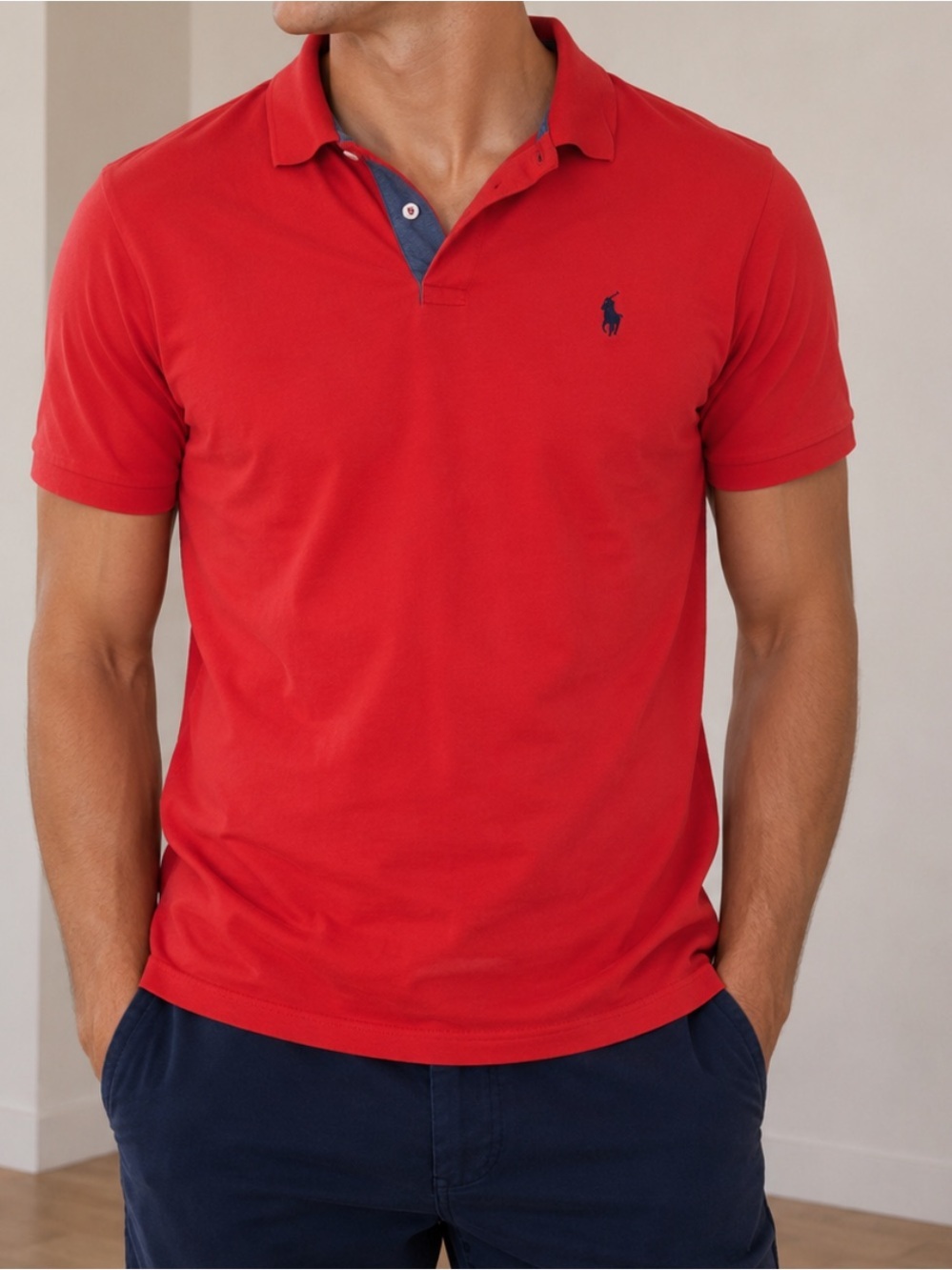 Polo Ralph Lauren Classic Fit Red Polo Shirt Men’s Large | Navy Pony Logo